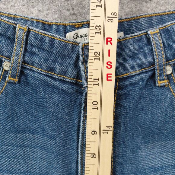 Grace & Emma Women’s Sz 4 Distressed Bootcut Jeans Blue High Rise Stretch Denim - Picture 8 of 13